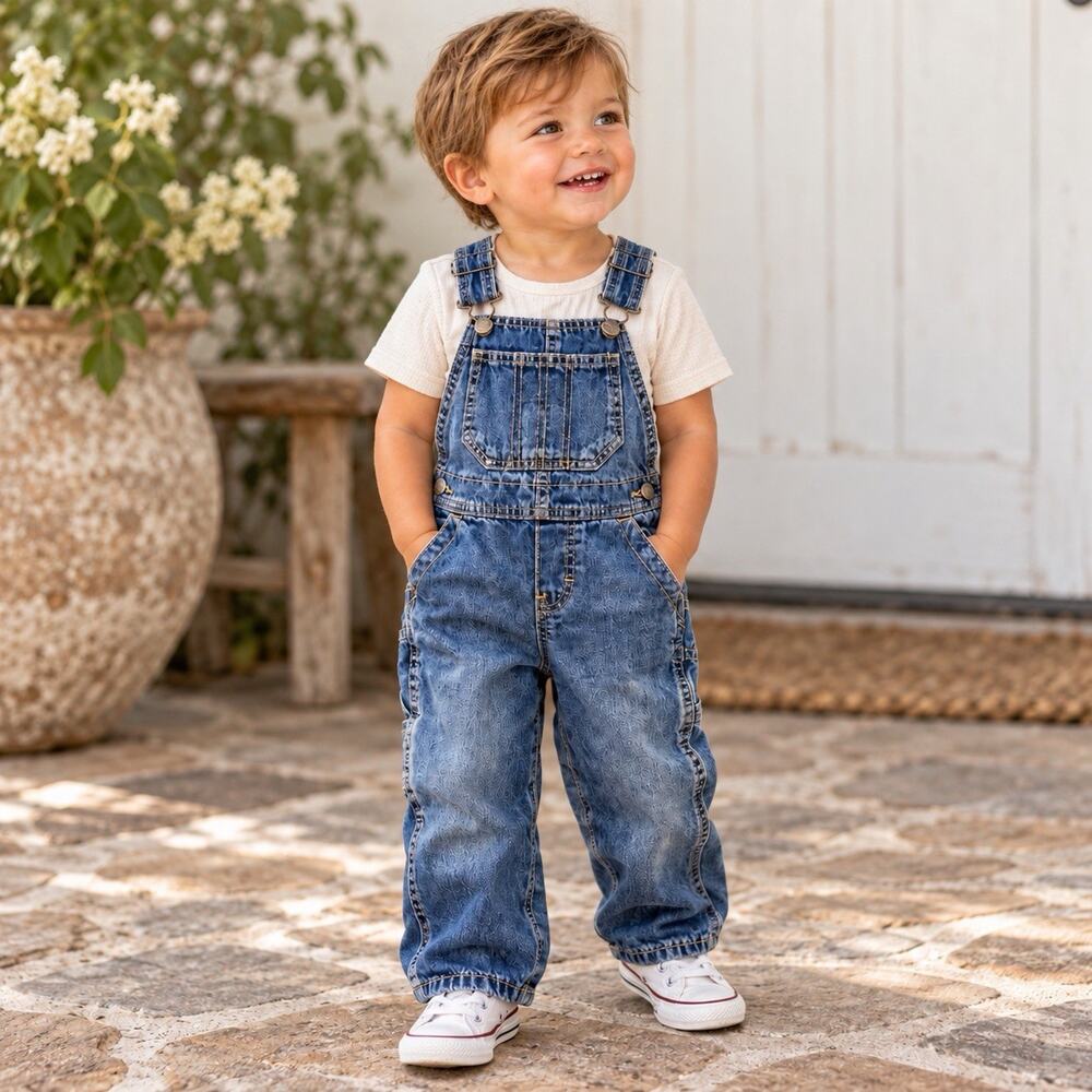 OshKosh B’gosh Vestbak Denim Overalls 18M Carpenter Blue Jeans Baby Toddler